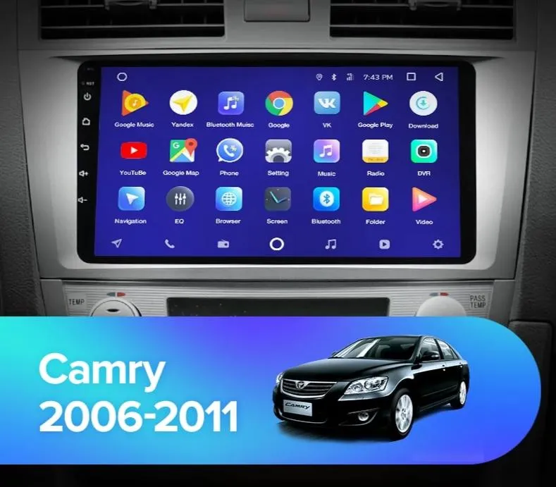 Car Dealz 10.2" Android 10.0 Toyota Camry 7 40 50 2006-2011 w CAM In Dash Plus OEM Fascia