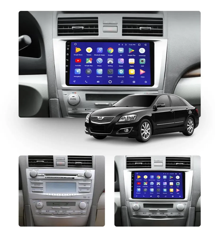 Car Dealz 10.2" Android 10.0 Toyota Camry 7 40 50 2006-2011 w CAM In Dash Plus OEM Fascia