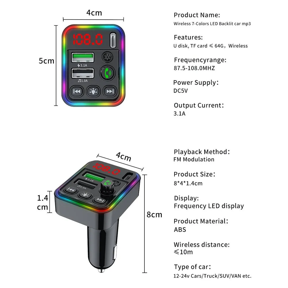 Car Fm Transmitter Cigarette Lighter Type Mp3 Player Bluetooth