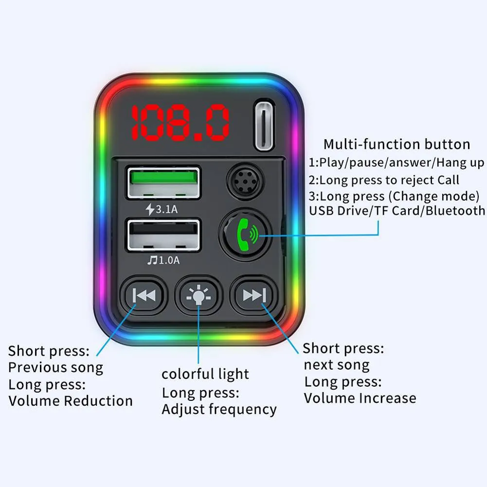 Car Fm Transmitter Cigarette Lighter Type Mp3 Player Bluetooth