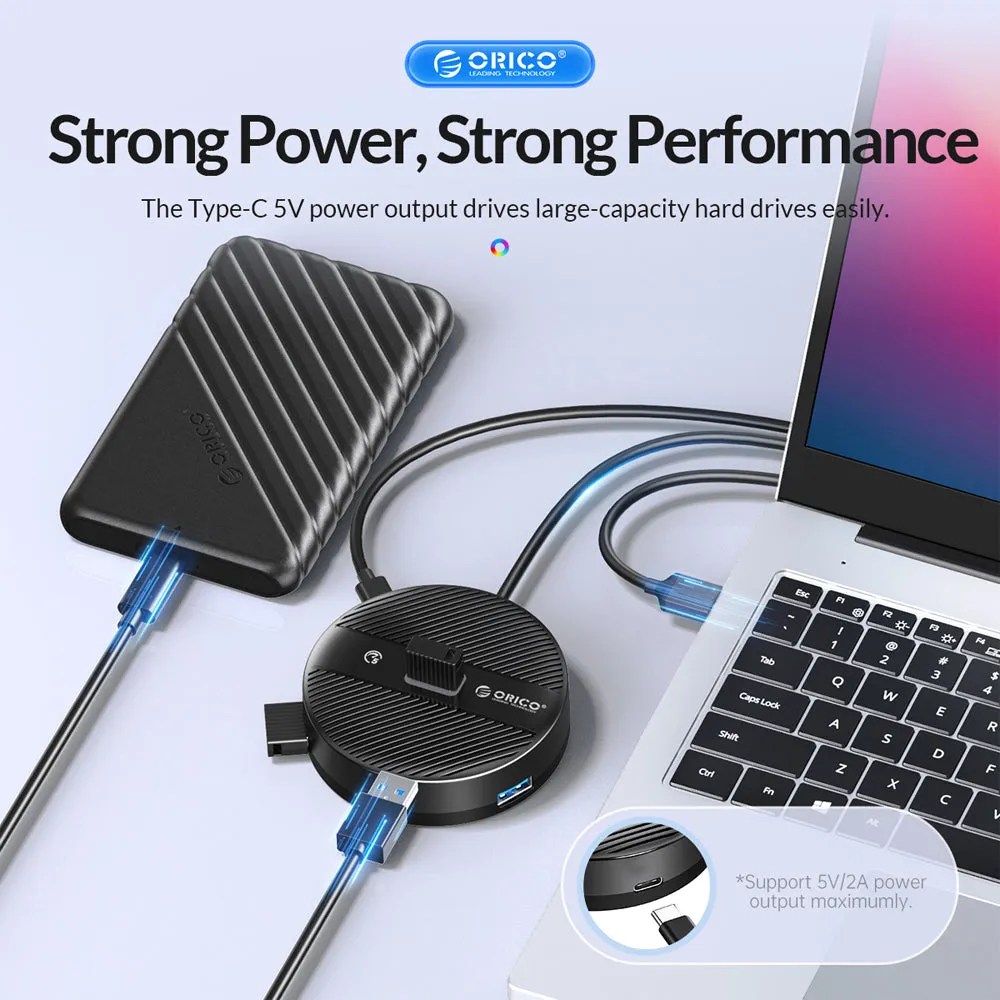 [CLEARANCE] ORICO 4-IN-1 USB HUB 5GBPS (0.3M,1.8M) USB-A Cable with 3.5mm Audio/Microphone Output & 3-Port USB 3.0 | Windows, Linux & macOS Support | for PCs, Computer Desktops & Laptops | USB Hubs & Docking Stations | YS4-U3