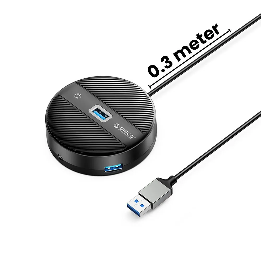 [CLEARANCE] ORICO 4-IN-1 USB HUB 5GBPS (0.3M,1.8M) USB-A Cable with 3.5mm Audio/Microphone Output & 3-Port USB 3.0 | Windows, Linux & macOS Support | for PCs, Computer Desktops & Laptops | USB Hubs & Docking Stations | YS4-U3