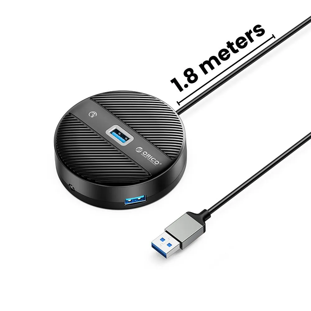 [CLEARANCE] ORICO 4-IN-1 USB HUB 5GBPS (0.3M,1.8M) USB-A Cable with 3.5mm Audio/Microphone Output & 3-Port USB 3.0 | Windows, Linux & macOS Support | for PCs, Computer Desktops & Laptops | USB Hubs & Docking Stations | YS4-U3