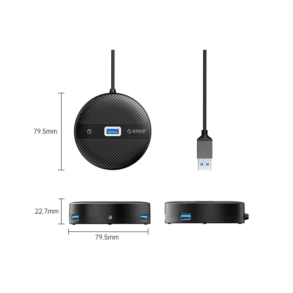 [CLEARANCE] ORICO 4-IN-1 USB HUB 5GBPS (0.3M,1.8M) USB-A Cable with 3.5mm Audio/Microphone Output & 3-Port USB 3.0 | Windows, Linux & macOS Support | for PCs, Computer Desktops & Laptops | USB Hubs & Docking Stations | YS4-U3