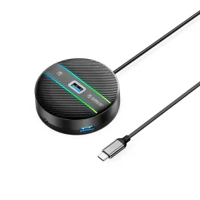 [CLEARANCE] ORICO 4-IN-1 USB HUB 5GBPS RGB (0.3M,1.8M) Type-C Cable with 3.5mm Audio/Microphone Output & 3-Port USB 3.0 | Windows, Linux & macOS Support | for PCs, Computer Desktops & Laptops | USB Hubs & Docking Stations | YSR4-C3