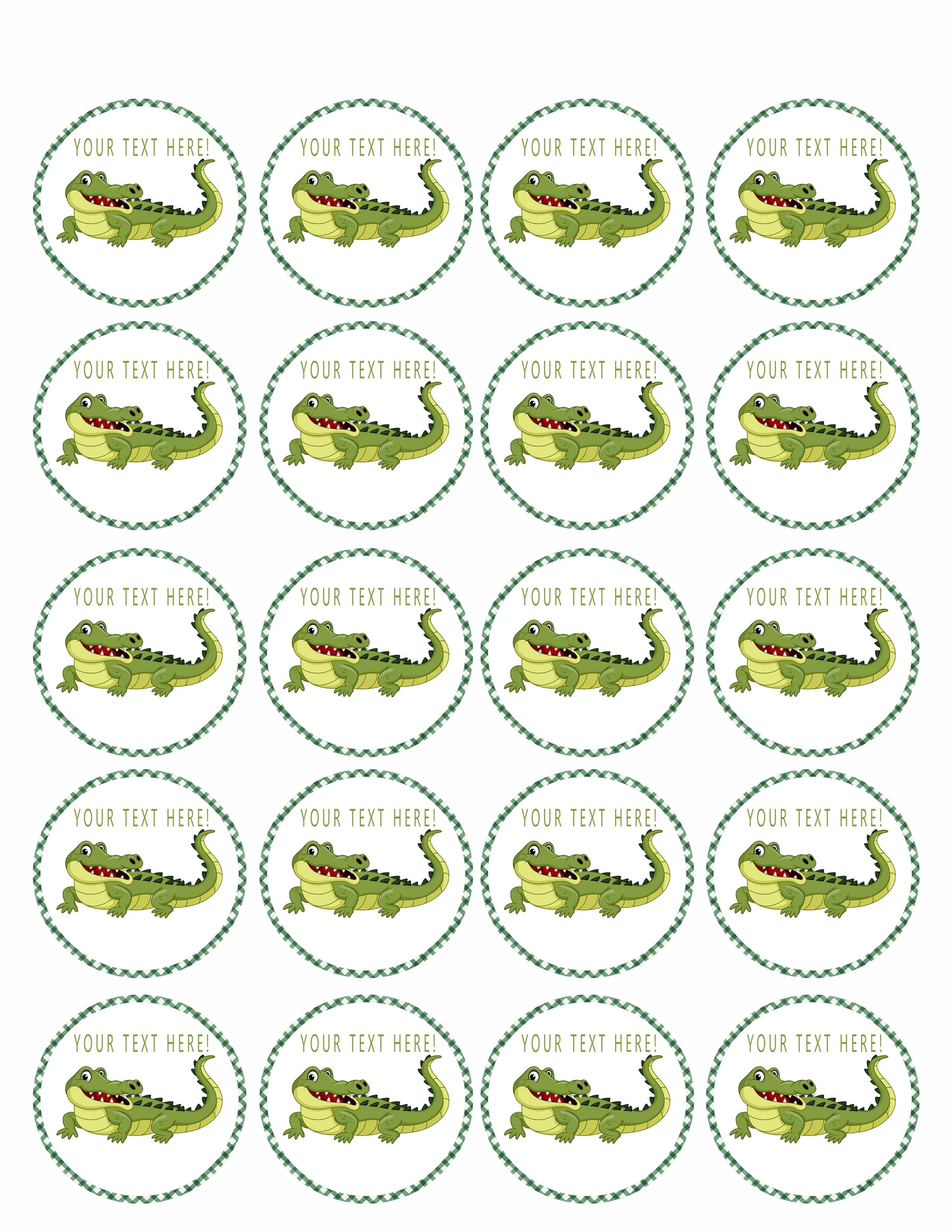 Crocodile - Edible Cake Topper, Cupcake Toppers, Strips