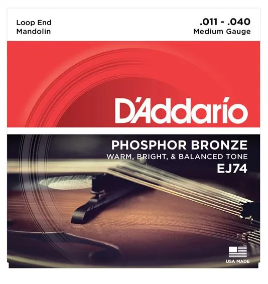 D'Addario EJ74 Mandolin Strings, Phosphor Bronze, Medium, 11-40