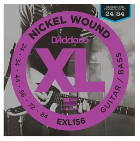 D'Addario EXL156 Nickel Wound Elec Guitar/ Bass Strgs, Fender Bass VI, 24-84