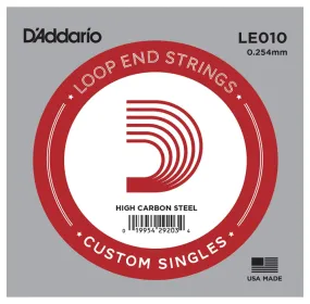 D'Addario LE010 Plain Steel Loop End Single String, .010