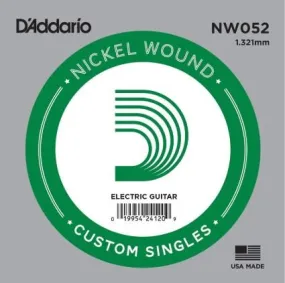 D'Addario NW052 Nickel Wound Electric Guitar Single String, .052