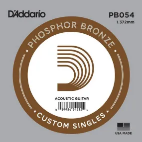 D'Addario PB054 Phosphor Bronze Wound Acoustic Guitar Single String, .054