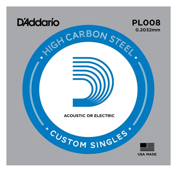 D'Addario PL008 Plain Steel Guitar Single String, .008