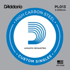 D'Addario PL013 Plain Steel Guitar Single String, .013