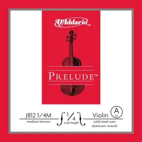 D'Addario Prelude Violin Single A String, 1/4 Scale, Medium Tension