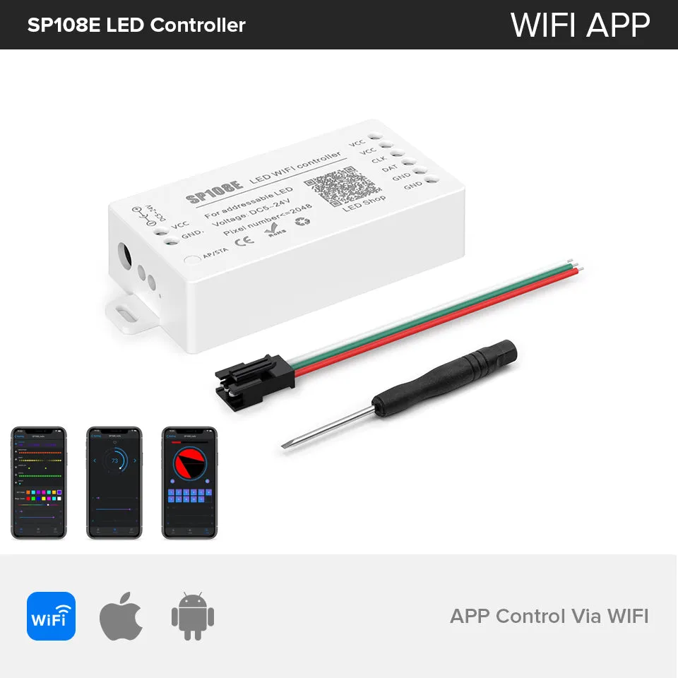 DC5V-24V WS2812B Led Strip Light Controller Bluetooth SP105E SP110E Wifi SP108E Music SP107E SP601E WS2811 SK6812 Lights
