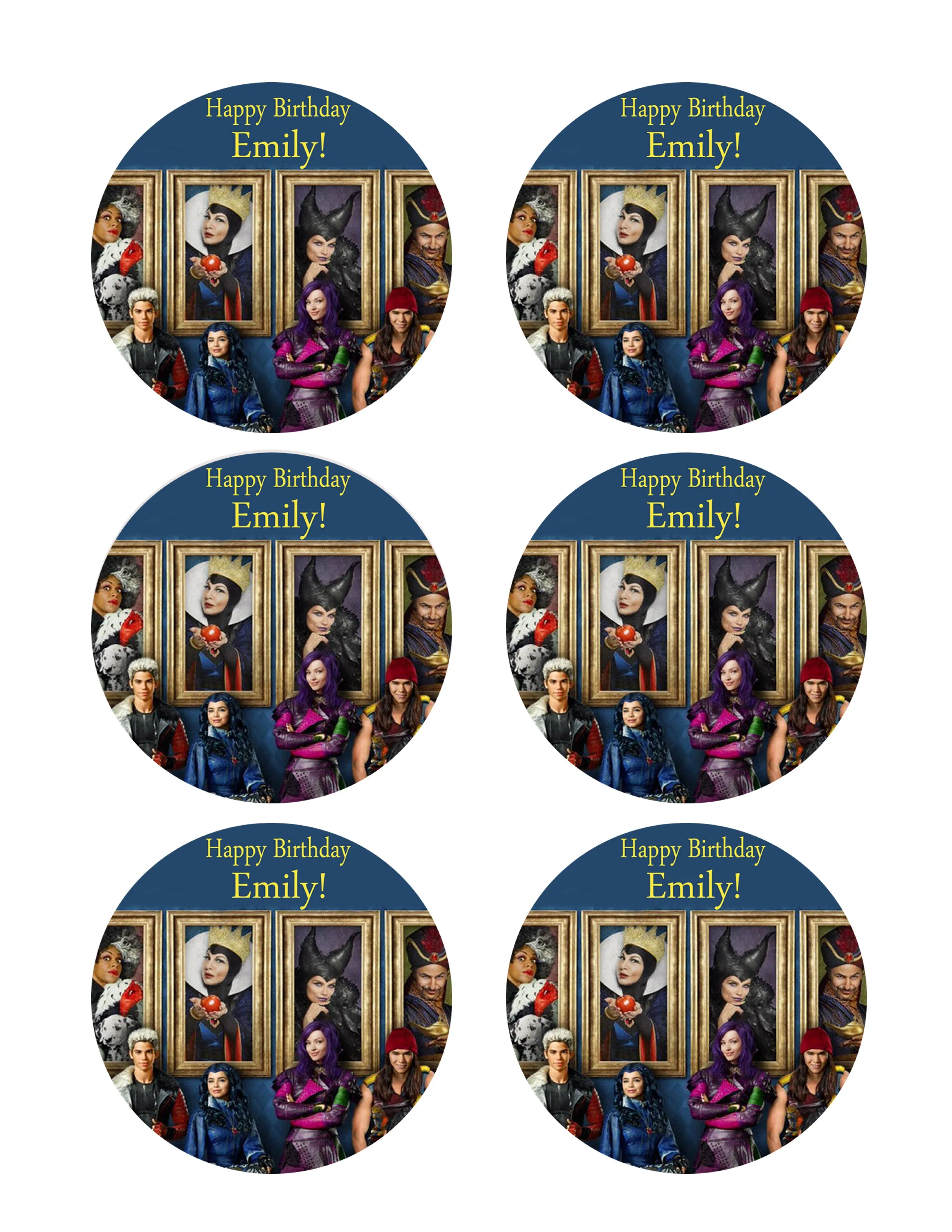 Descendants - Edible Cake Topper, Cupcake Toppers, Strips