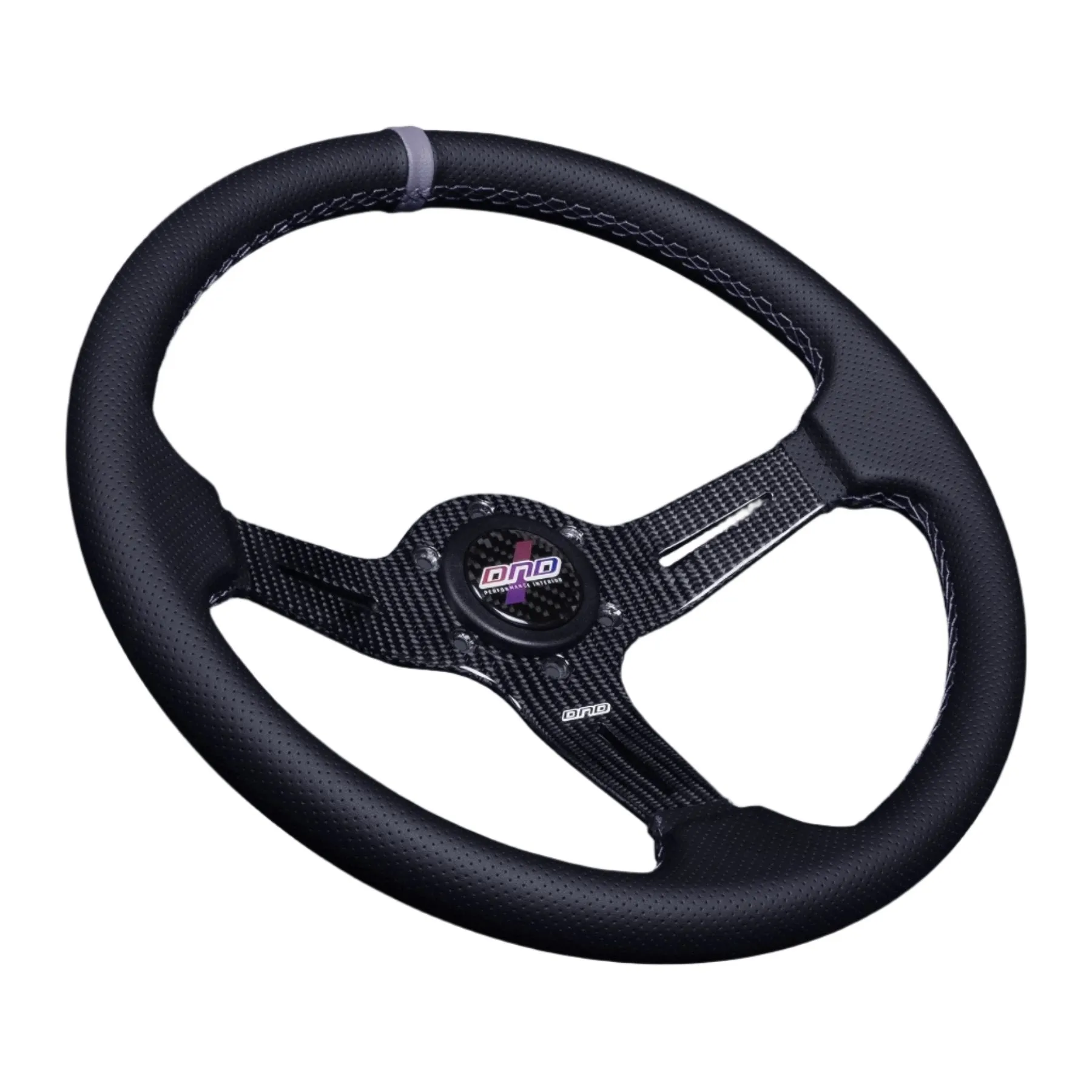 DND Carbon Fiber Race Steering Wheel (60mm Deep, 350mm) 6 Bolt - Gray / Purple / Red
