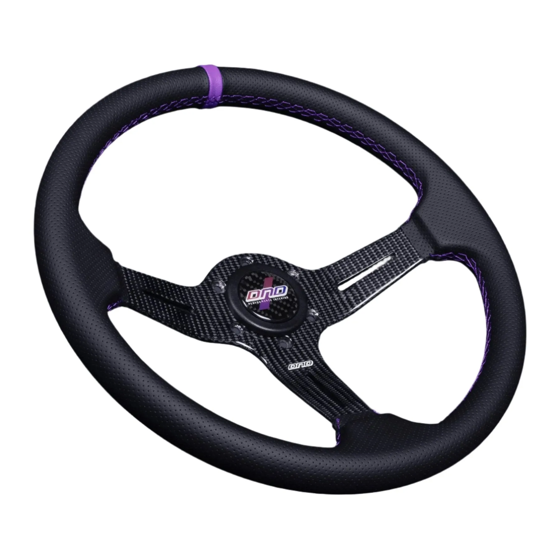 DND Carbon Fiber Race Steering Wheel (60mm Deep, 350mm) 6 Bolt - Gray / Purple / Red
