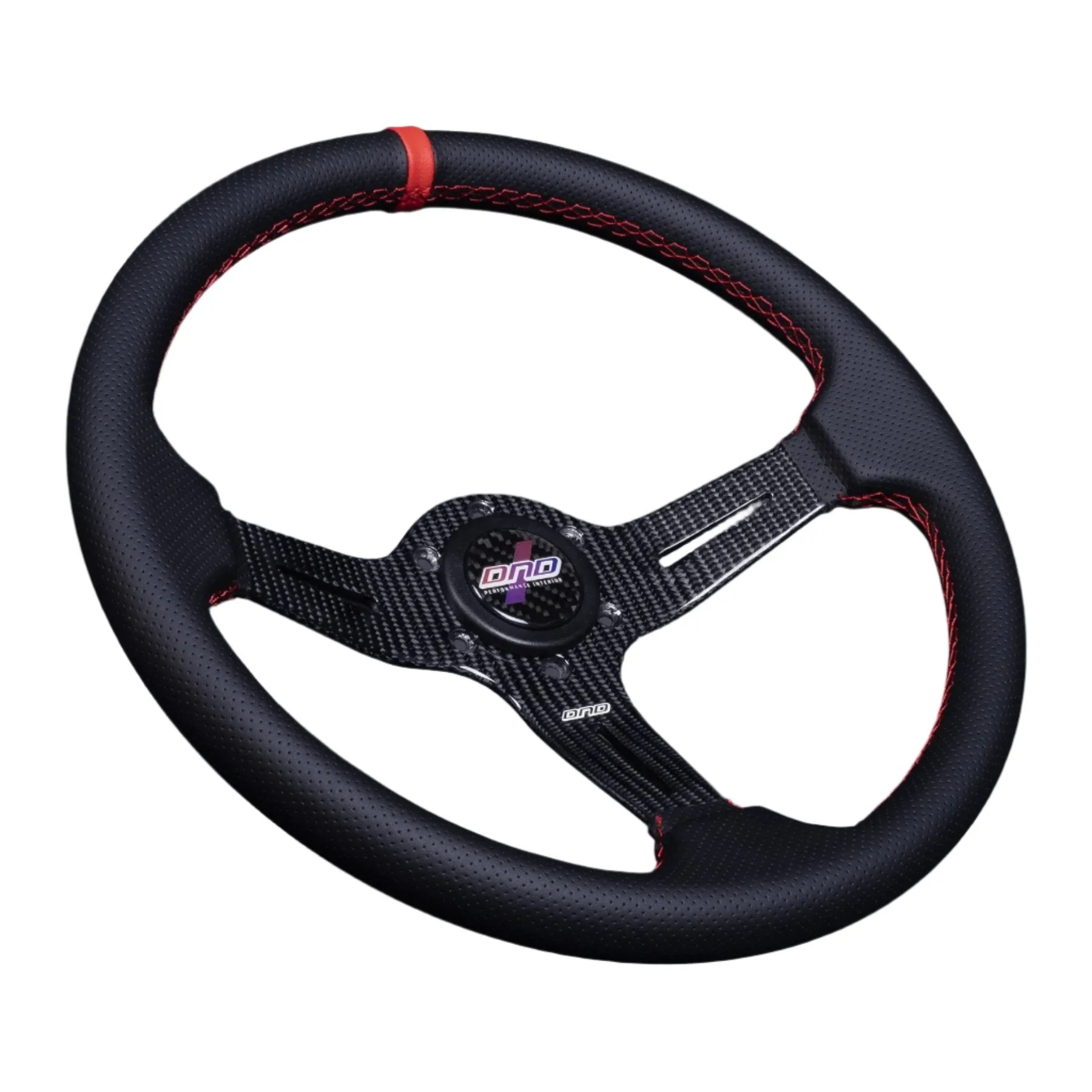 DND Carbon Fiber Race Steering Wheel (60mm Deep, 350mm) 6 Bolt - Gray / Purple / Red