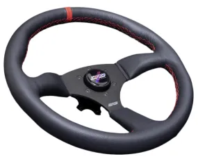 DND Leather Touring Steering Wheel (50mm Deep, 350mm) 6 Bolt - Red / Gray / Purple