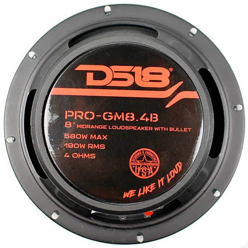DS18 8 " Inch Midrange Loudspeaker 580 Watt Max Red Bullet 4 Ohm PRO-GM8.4B