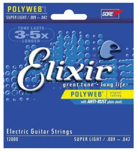 Elixir Strings 12000 Polyweb Super Light Electric Guitar Strings .009-.042