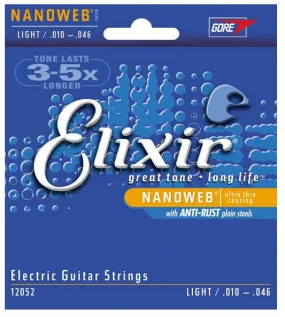 Elixir Strings 12052 Nanoweb Light Electric Guitar Strings .010-.046