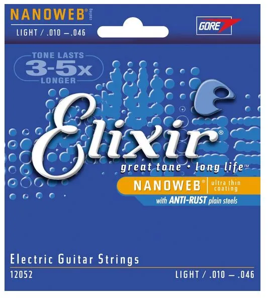 Elixir Strings 12052 Nanoweb Light Electric Guitar Strings .010-.046