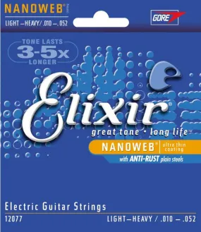 Elixir Strings 12077 Nanoweb Light-Heavy Electric Guitar Strings .010-.052