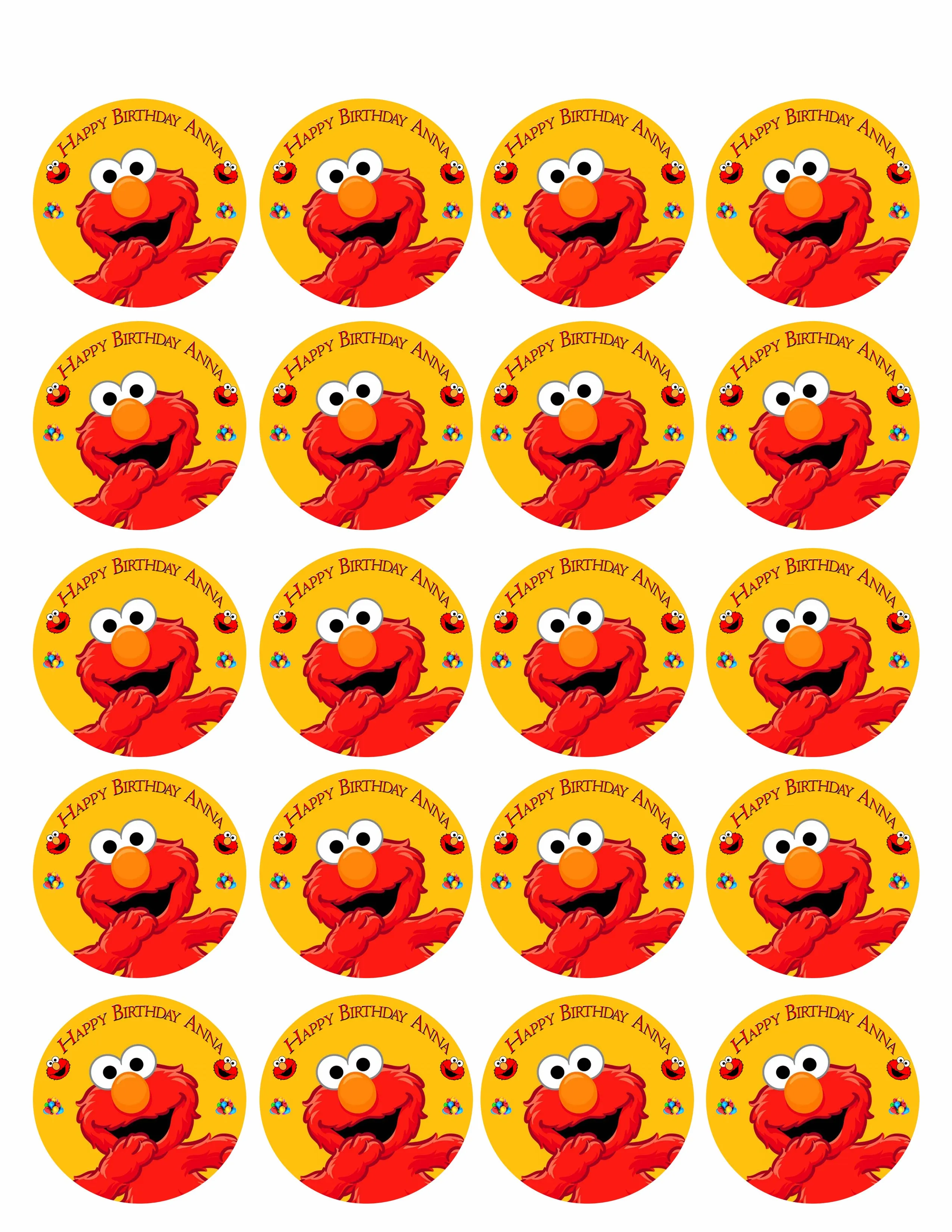 Elmo - Edible Cake Topper, Cupcake Toppers, Strips