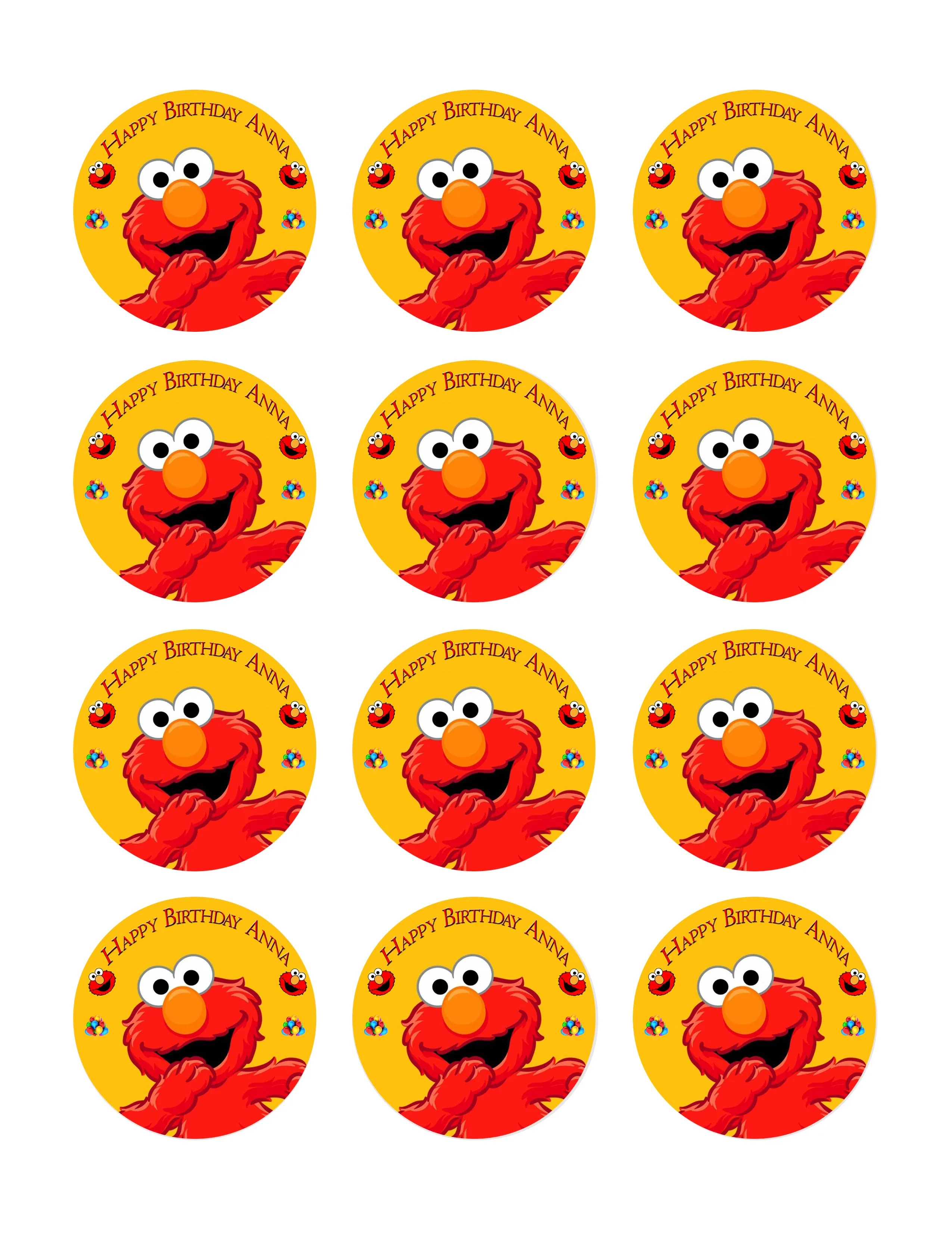 Elmo - Edible Cake Topper, Cupcake Toppers, Strips