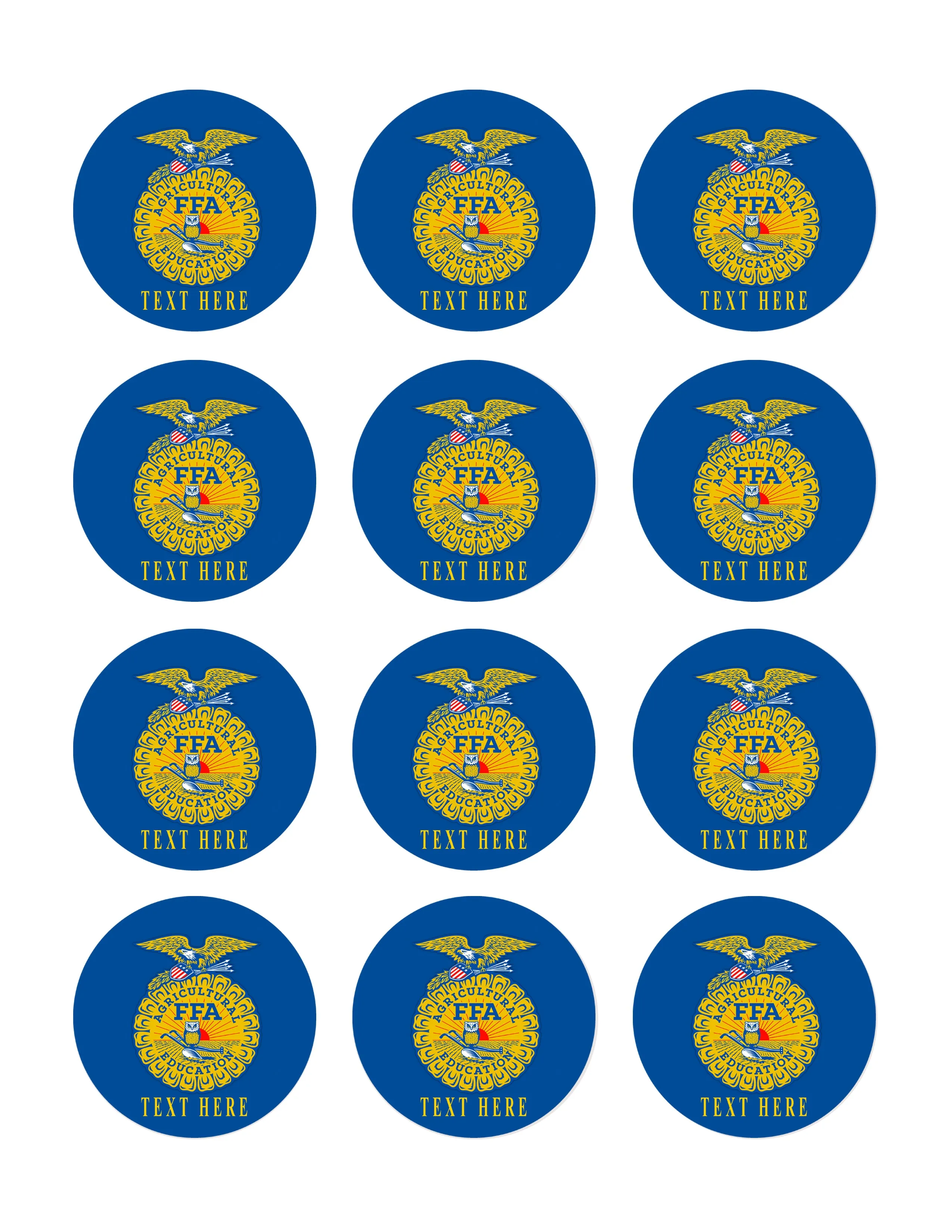 FFA - Edible Cake Topper, Cupcake Toppers, Strips