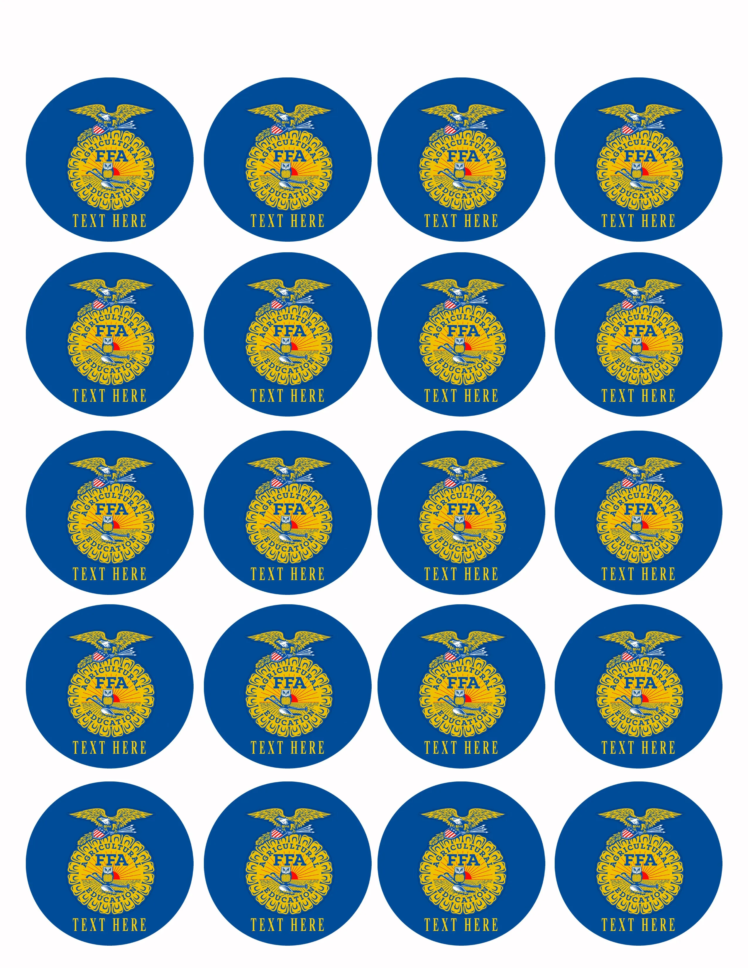 FFA - Edible Cake Topper, Cupcake Toppers, Strips