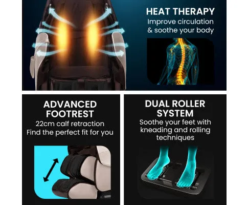 FORTIA Cloud 9 MkII Electric Massage Chair Full Body Zero Gravity with Heat and Bluetooth, Cream/Brown