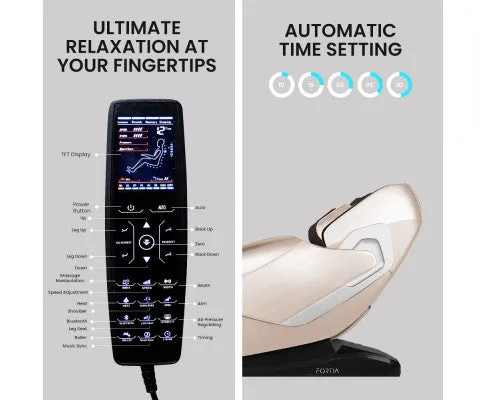 FORTIA Cloud 9 MkII Electric Massage Chair Full Body Zero Gravity with Heat and Bluetooth, Cream/Brown
