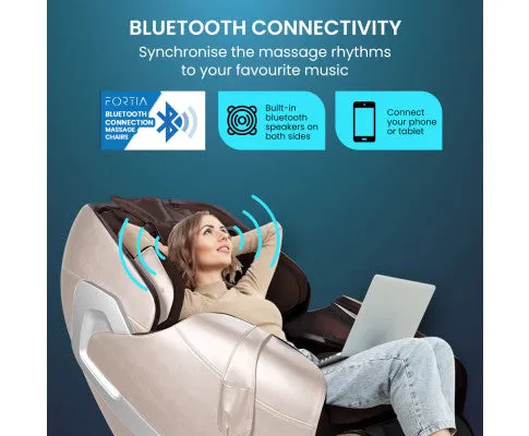 FORTIA Cloud 9 MkII Electric Massage Chair Full Body Zero Gravity with Heat and Bluetooth, Cream/Brown