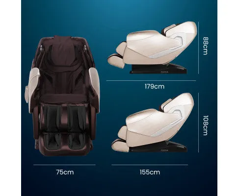 FORTIA Cloud 9 MkII Electric Massage Chair Full Body Zero Gravity with Heat and Bluetooth, Cream/Brown