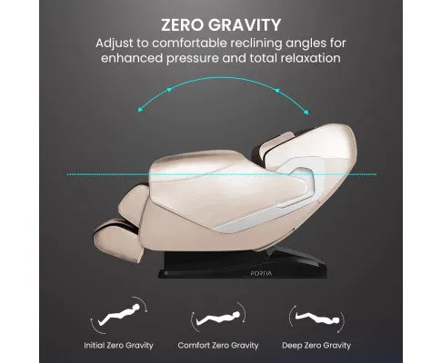 FORTIA Cloud 9 MkII Electric Massage Chair Full Body Zero Gravity with Heat and Bluetooth, Cream/Brown