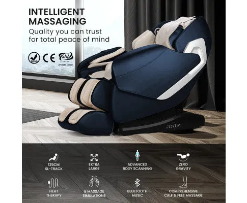 FORTIA Cloud 9 MkII Electric Massage Chair Full Body Zero Gravity with Heat and Bluetooth Navy Blue/Cream
