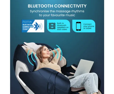 FORTIA Cloud 9 MkII Electric Massage Chair Full Body Zero Gravity with Heat and Bluetooth Navy Blue/Cream