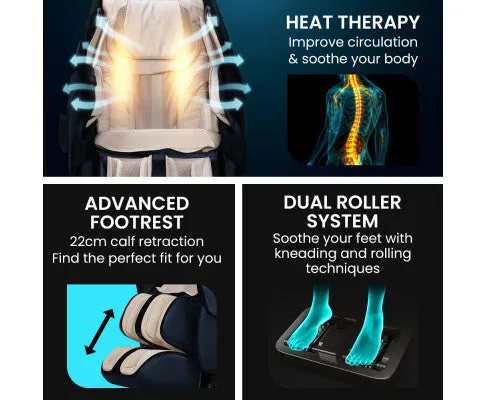 FORTIA Cloud 9 MkII Electric Massage Chair Full Body Zero Gravity with Heat and Bluetooth Navy Blue/Cream