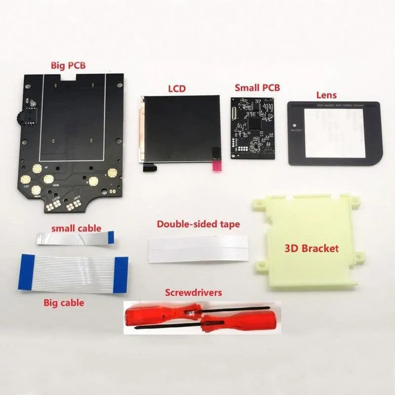 Game Boy DIY IPS LCD Backlight Kit For GB DMG - V5 Pro Edition, Larger and clearer screen