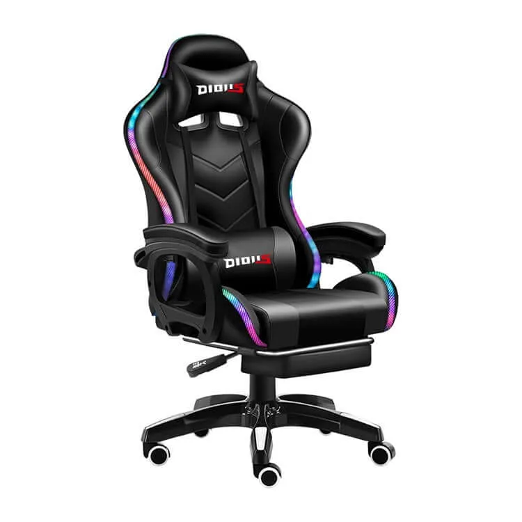 Gaming Chair - Gaming Chair with Foot Rest RGB Light