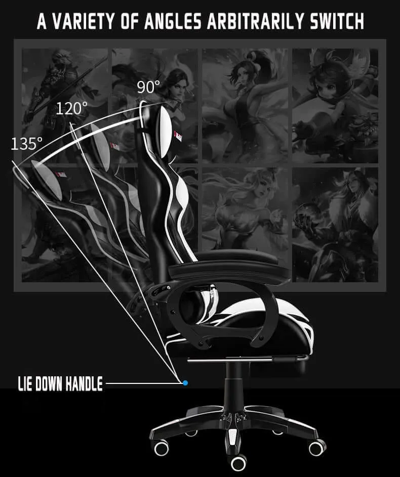 Gaming Chair - Gaming Chair with Foot Rest RGB Light