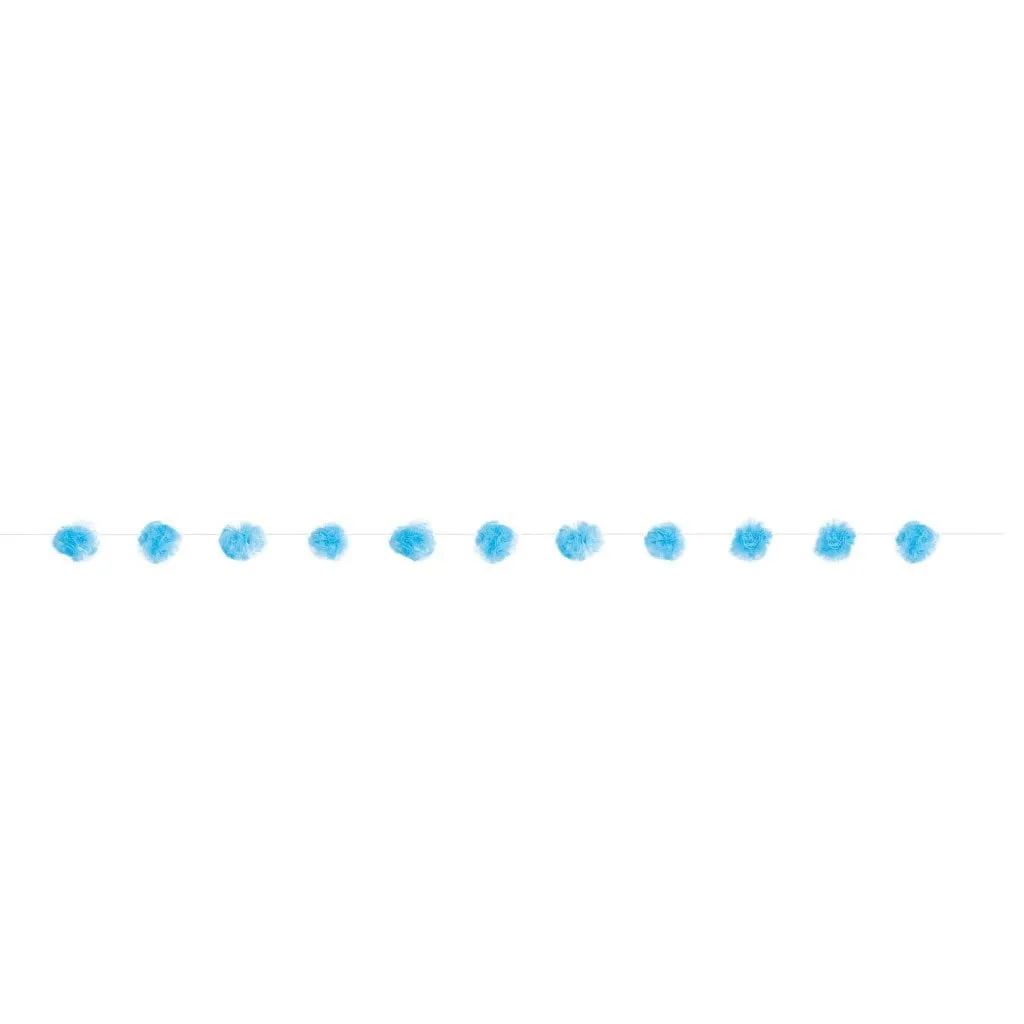 Garland Tulle Pom Pom Blue, 7ft