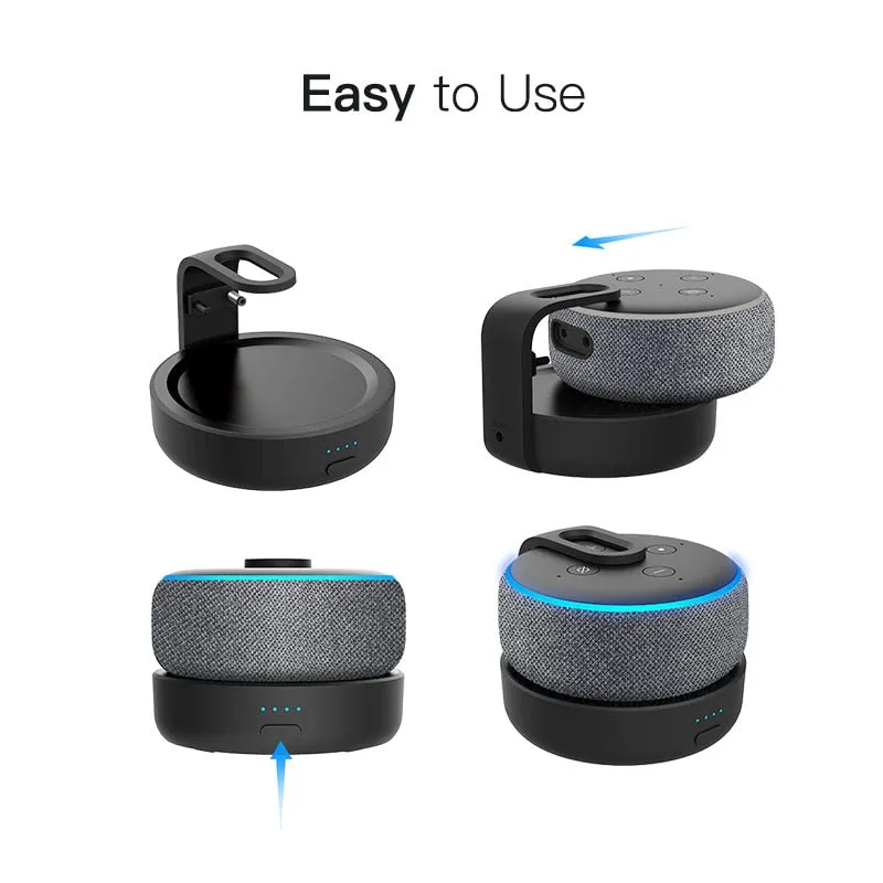 GGMM D3 Battery Base for Amazon Alexa Echo Dot 3rd Gen Alexa Speaker Holder Mount Charger For Echo Dot 3 With 8 Hours Playing