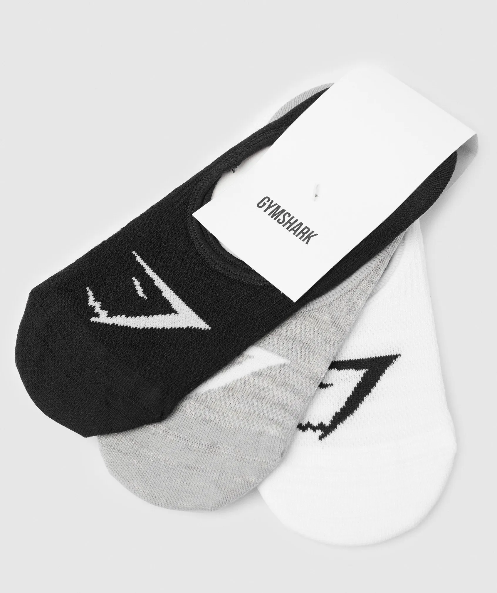 Gymshark No Show Socks 3pk - White/Light Grey Marl/Black