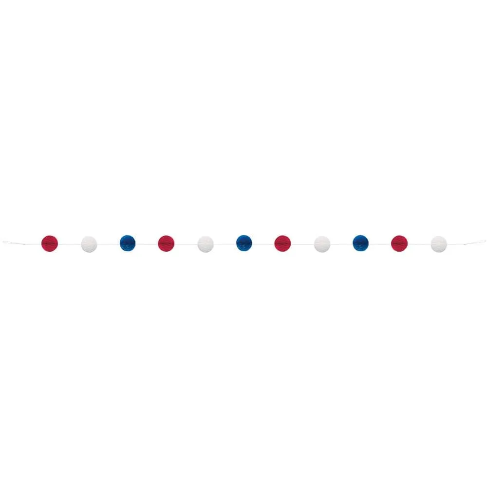 Honeycomb Ball Garland 7ft Patriotic