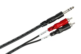 Hosa TRS-203 Insert Cable, 1/4 in TRS to Dual RCA, 3 m
