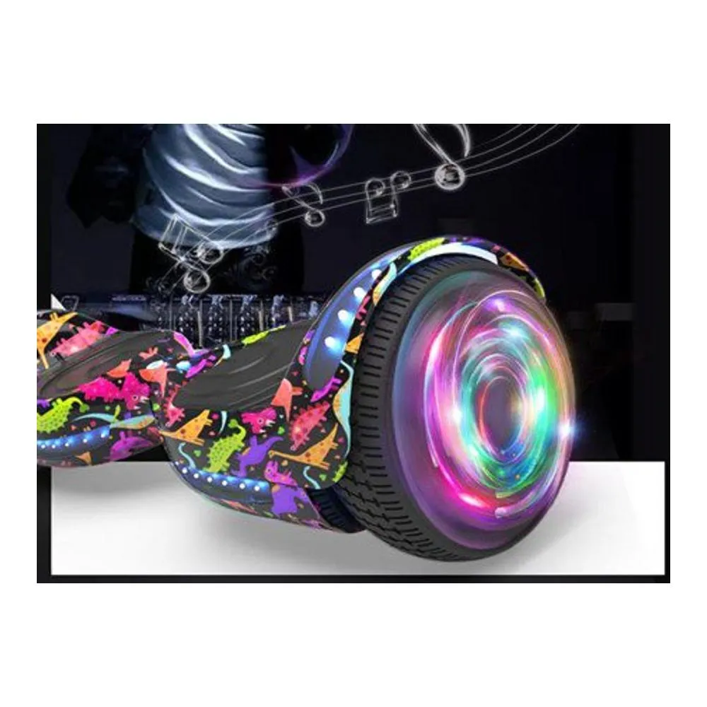 Hoverstar LBW12A Flash Wheel Hoverboard 6.5 In., Bluetooth Speaker with LED Light, Dinosaur